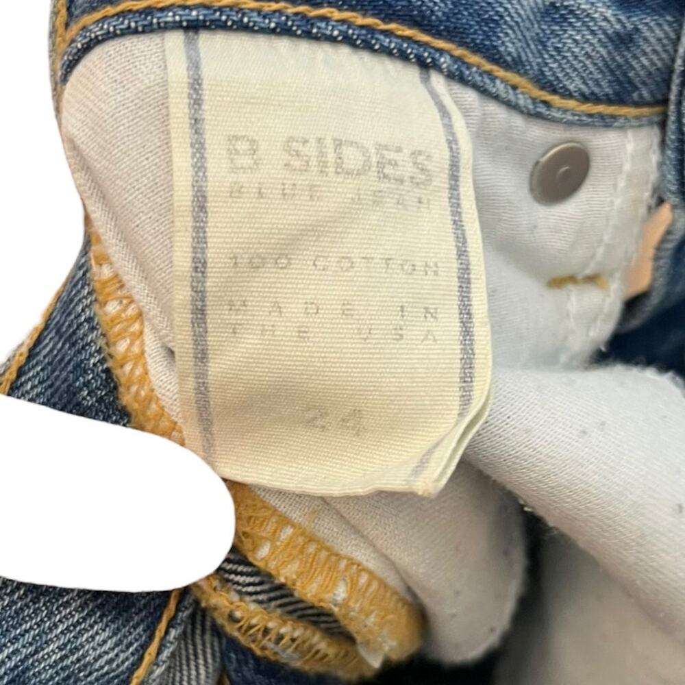 B Sides Slim Lasso Barrel Leg Jeans Blue Denim Loose Baggy Cotton Size 24 - Picture 3 of 10